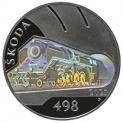 Parní lokomotiva Škoda 498 Albatros, PROOF (500) - pamětní stříbrná mince s hologramem – šperky od krasne-klenoty.cz:
